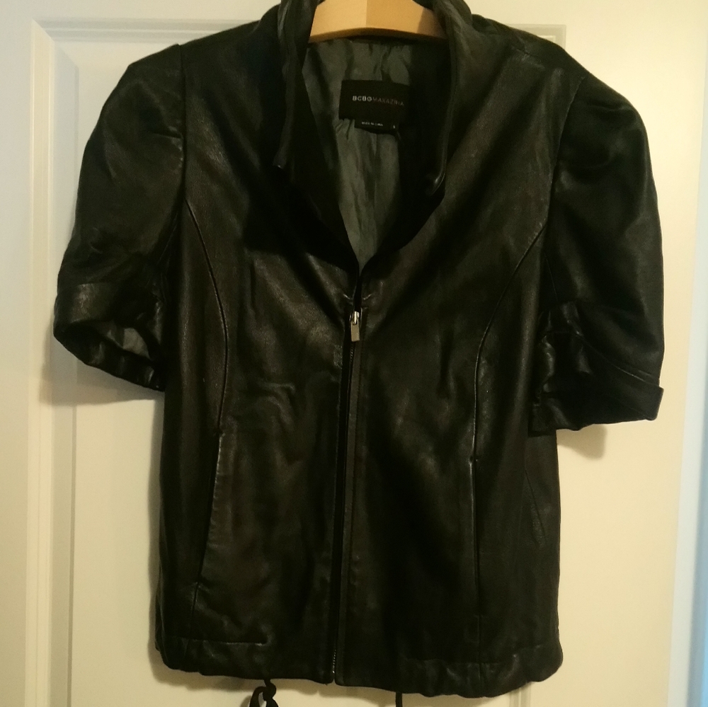 Bcbg leather short sleeve jacket